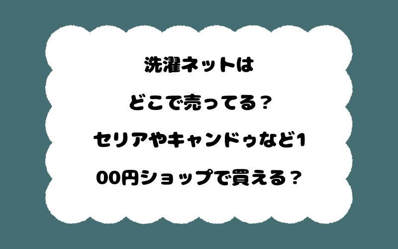 洗濯ネットはどこで売ってる？セリアやキャンドゥなど100円ショップで買える？
