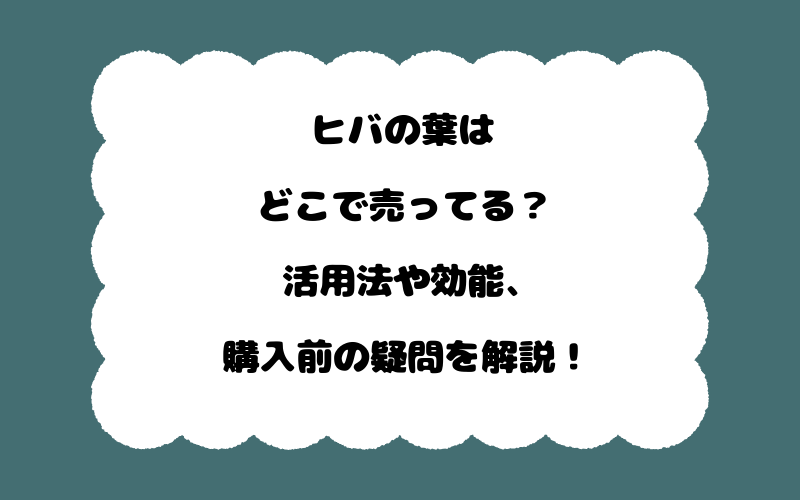 ヒバの葉はどこで売ってる?活用法や効能、購入前の疑問を解説!