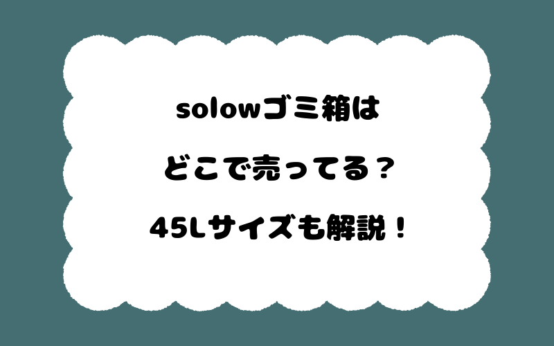 solowゴミ箱はどこで売ってる？45Lサイズも解説！