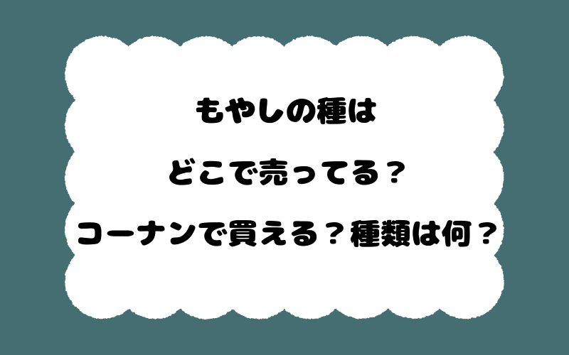 もやしの種はどこで売ってる?コーナンで買える?種類は何?