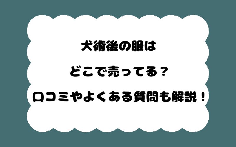 犬術後の服はどこで売ってる？口コミやよくある質問も解説！